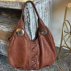Elegant Brown Leather Shoulder Bag